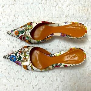 Gucci Horsebit Accent Satin Mules, Size 8